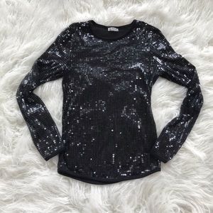 FREE PEOPLE || black sequined long sleeve